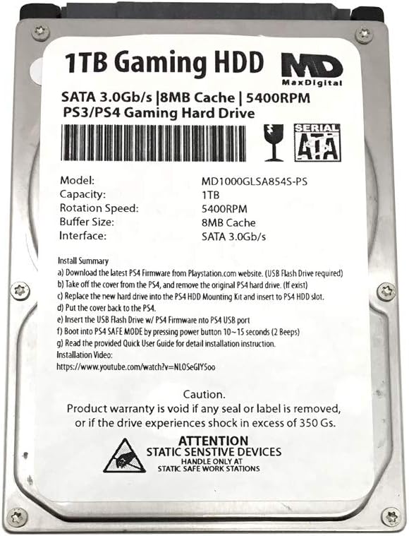 MaxDigitalData 1TB Gaming Hard Drive for PS3/PS4 Systems