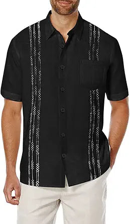 COOFANDY Men's Short Sleeve Linen Shirt for Beach and Parties
