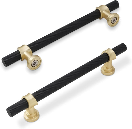 10 Pack 5 Inch Cabinet Pulls in Matte Black and Brushed Gold