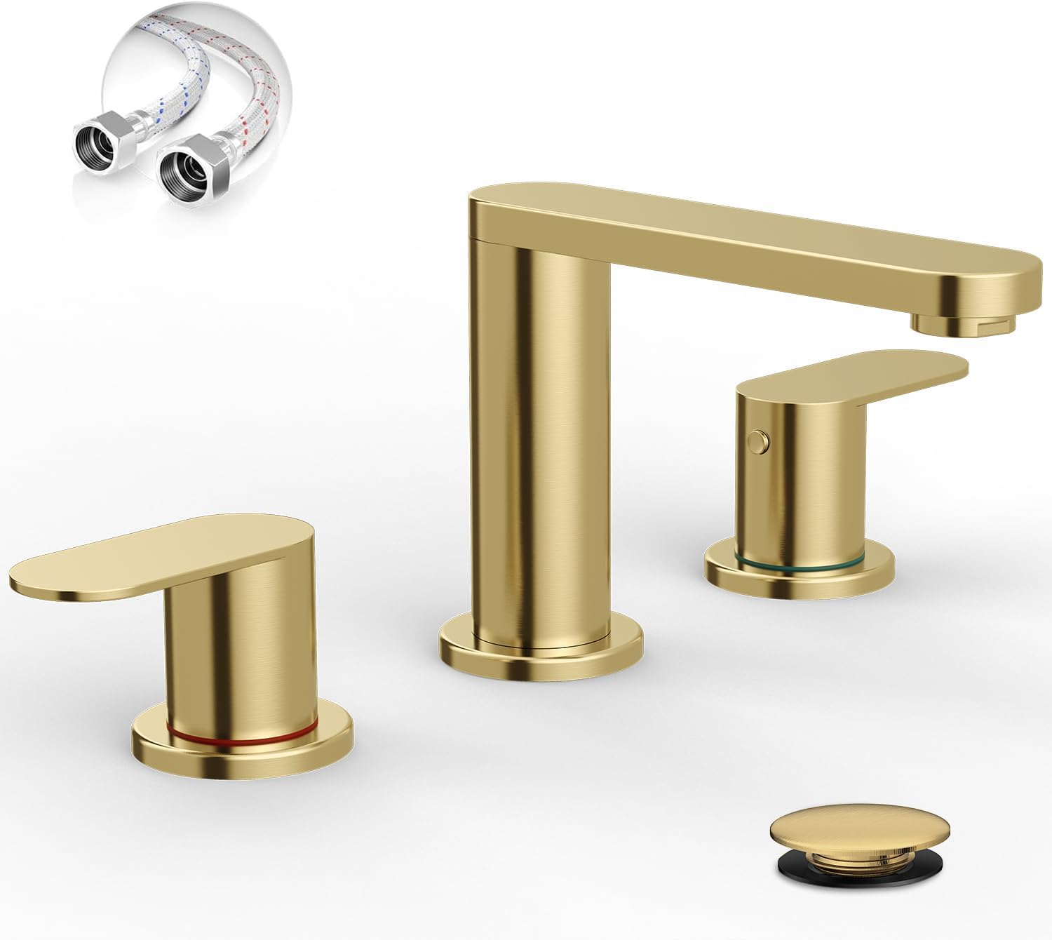 BWE Brushed Gold Bathroom Faucet: Elegant 3 Hole Design