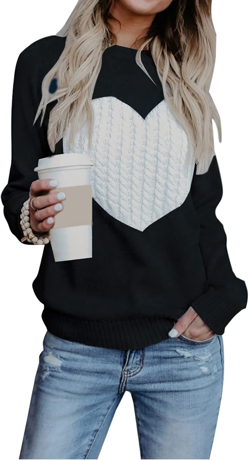 Cute Heart Pullover Sweater for Women - Cozy Casual Style