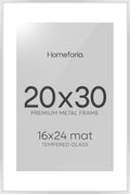 Homeforia Poster Frame Silver 20x30 - Matted 16x24 Gallery Look