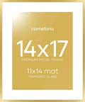 14x17 Picture Frame Gold with 11x14 Mat - Tempered Glass