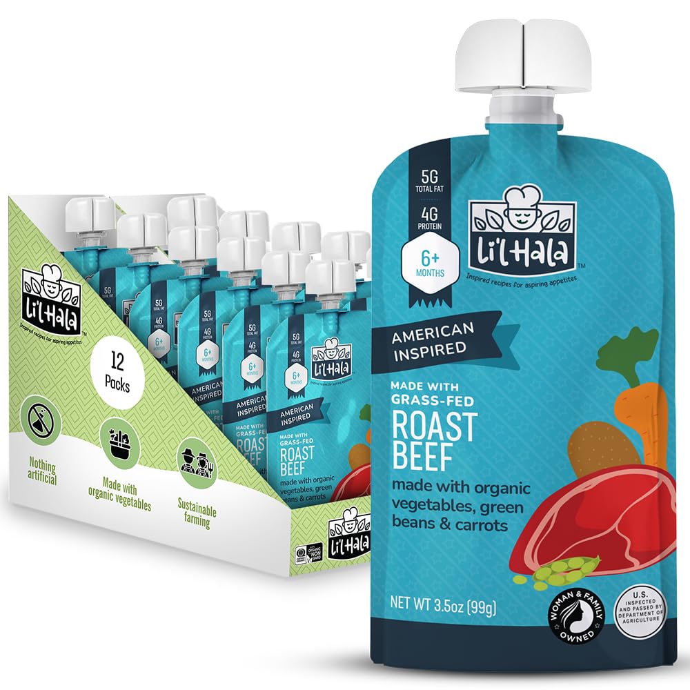 Lil Hala Baby Food Pouches with Grass-Fed Roast Beef & Veggies