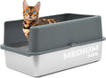Stainless Steel Enclosed Litter Box for Cats - Easy to Clean