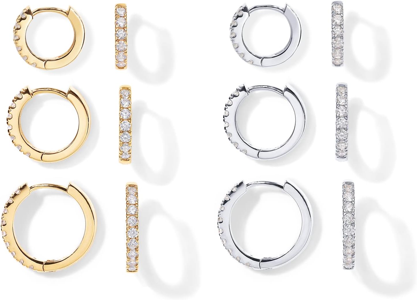 Stylish 18K Gold Plated Sterling Silver Hoop Earrings Set