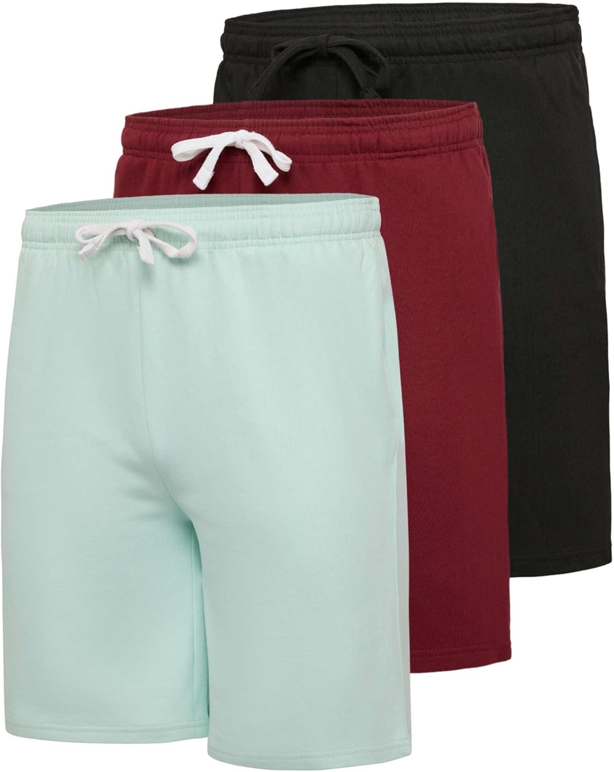 Real Essentials 3 Pack Mens 9 Inch Cotton Fleece Sweat Shorts