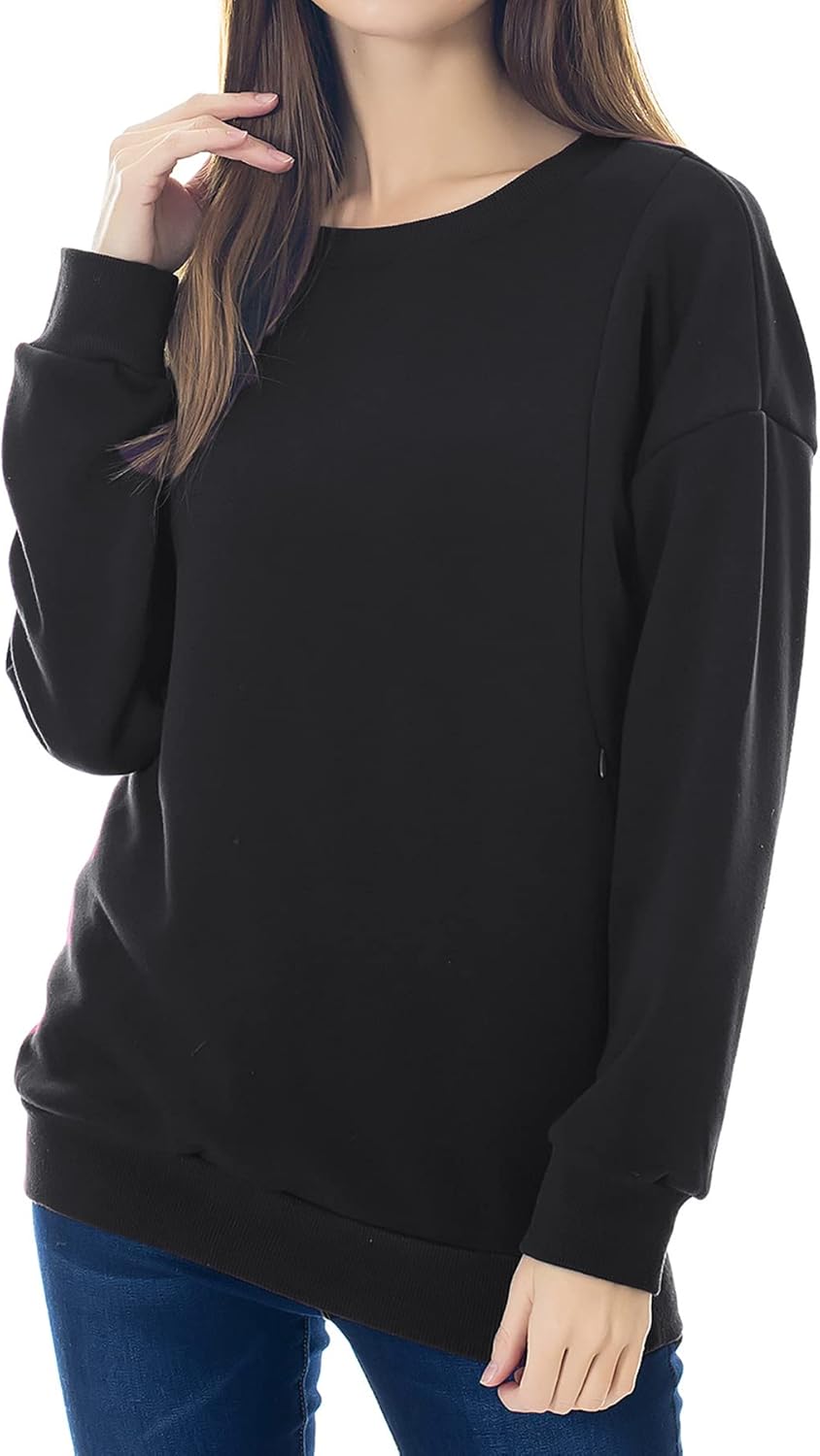 Smallshow Fleece Maternity Nursing Sweatshirt for Stylish Moms