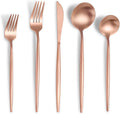 Matte Rose Gold Silverware Set for 6 - Modern 30-Piece Flatware