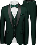 MAGE MALE Men's Slim Fit 3 Piece Suit with Shawl Lapel - Includes