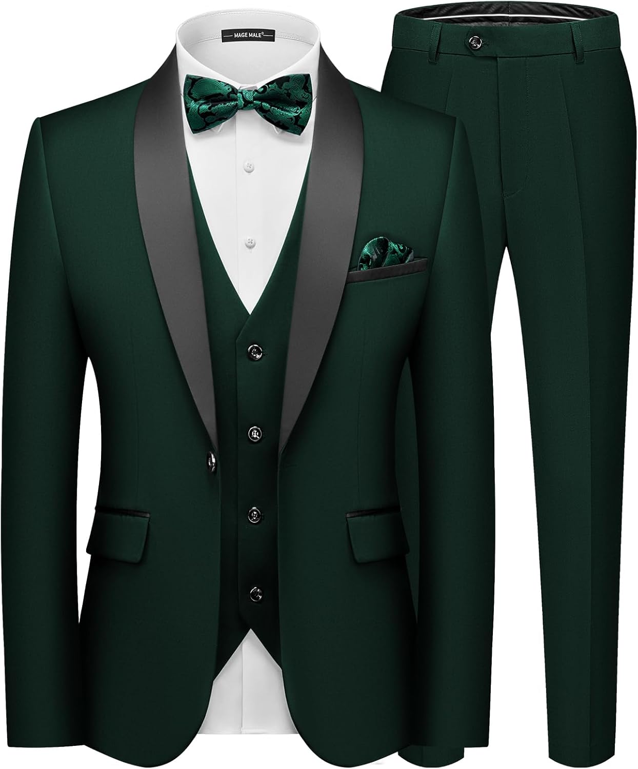 MAGE MALE Men's Slim Fit 3 Piece Suit for Weddings and Events