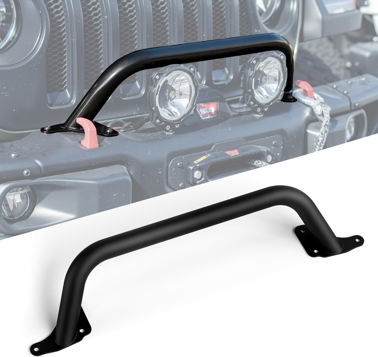 RockTrix Black Front Brush Guard for 2018+ Jeep Wrangler JL