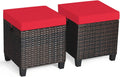 Outdoor Patio Ottoman 2-Pack - Comfortable Rattan Footstools