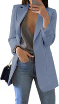 Cnkwei Womens Casual Blazers Open Front Long Sleeve Lapel Collar Soft