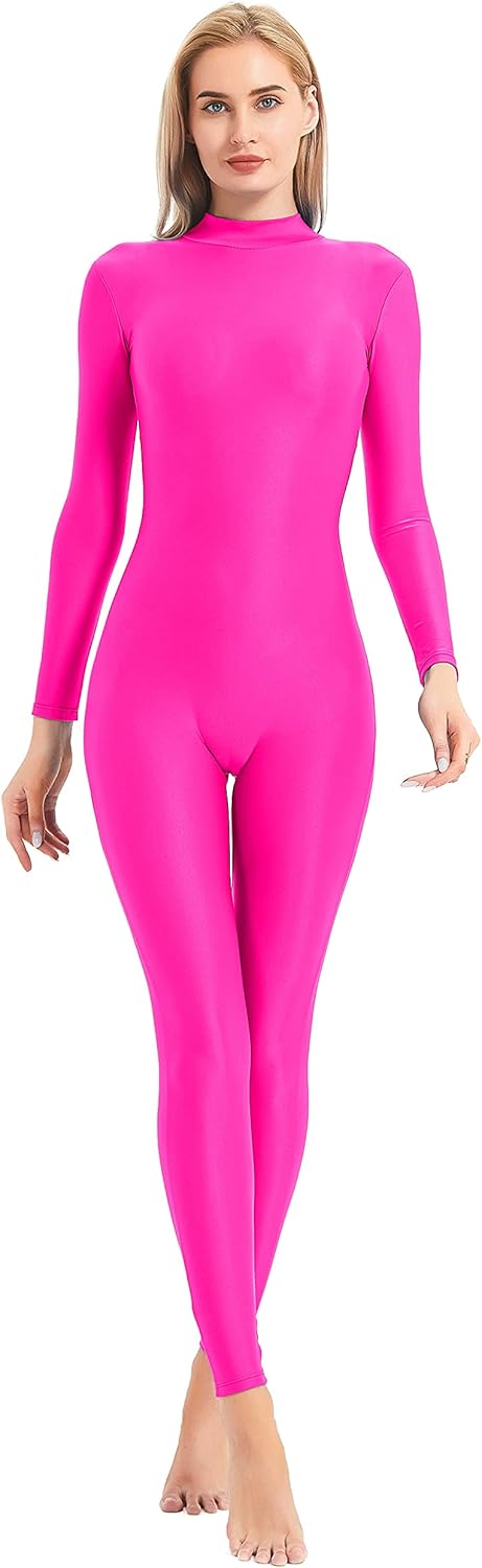 speerise Adult High Neck Zip One Piece Unitard for Women