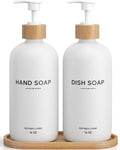 Hand and Dish Soap Dispenser Set with Bamboo Tray - Elegant Countertop