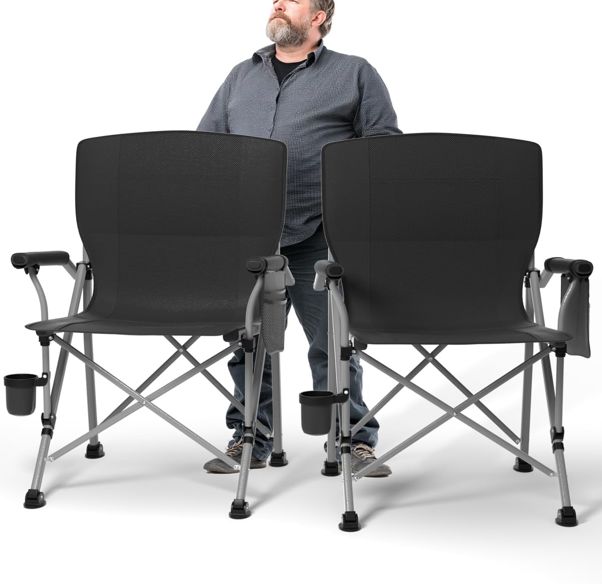 Oversized Camping Chair for Adults Heavy Duty with Pockets