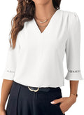 EVALESS Women's 3/4 Sleeve Tops for Dressy Casual Work Blouses