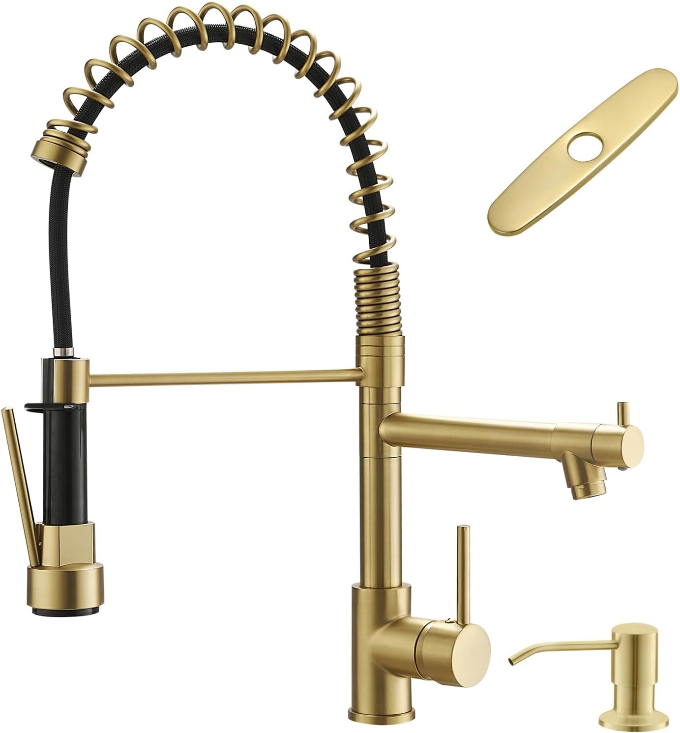 AIMADI Gold Kitchen Faucet with Soap Dispenser for Elegance