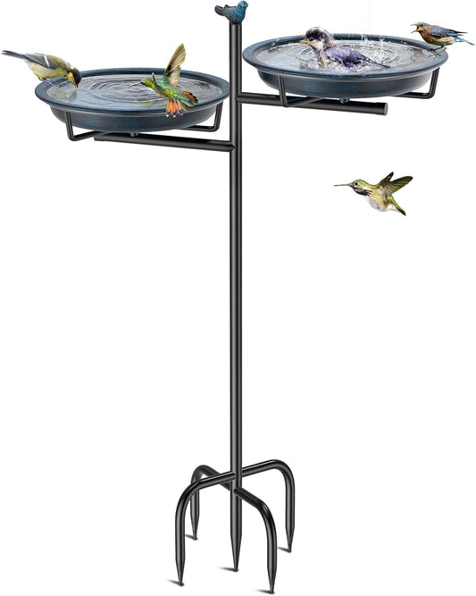 2-in-1 Metal Bird Bath for Outside - Vintage Freestanding Decor