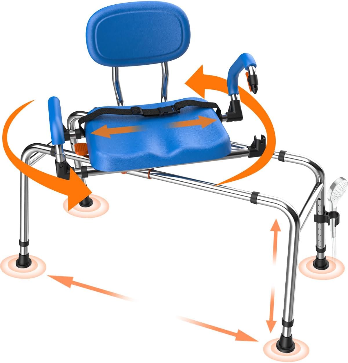 Sliding Shower Chair with 360 Swivel Seat for Easy Bathing