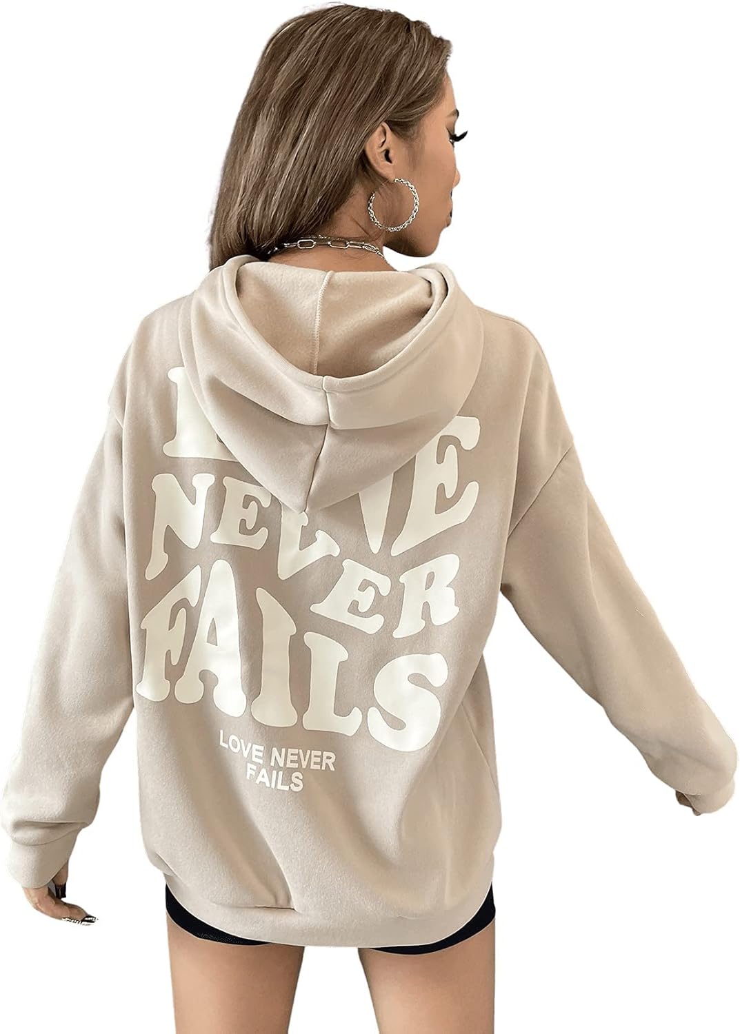 Floerns Women's Letter Graphic Print Long Sleeve Hoodie Sweatshirt