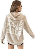 Floerns Women's Letter Graphic Print Long Sleeve Hoodie - Casual