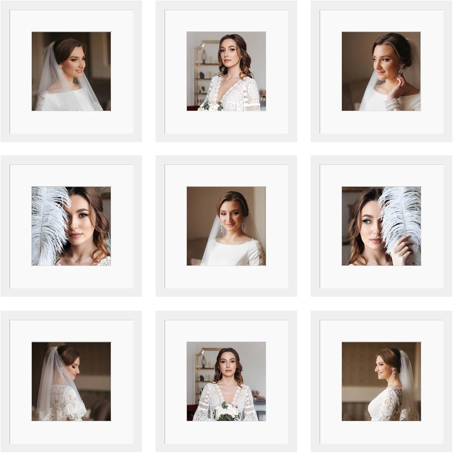 12x12 Picture Frame Set of 9 for Stunning Photo Displays