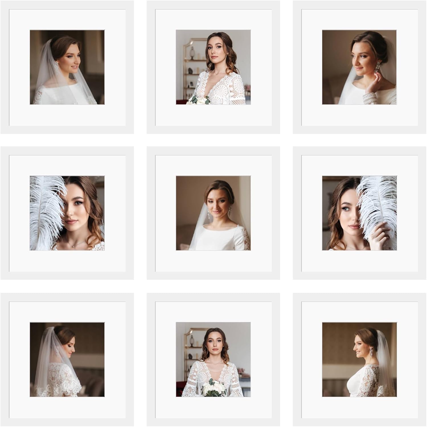12x12 Picture Frame Set of 9 for Stunning Photo Displays