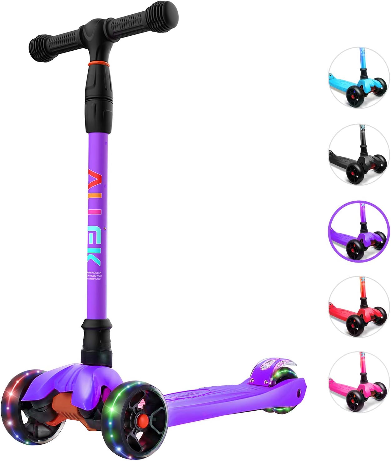 Allek Kick Scooter B02 with Adjustable Heights for Kids 3-12yrs