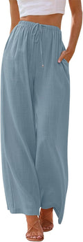 Linen Summer Palazzo Pants for Women - Flowy Wide Leg Design