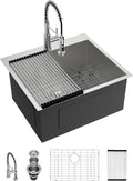 Lordear 12 Inch Deep Drop In Laundry Sink with Faucet 25x22