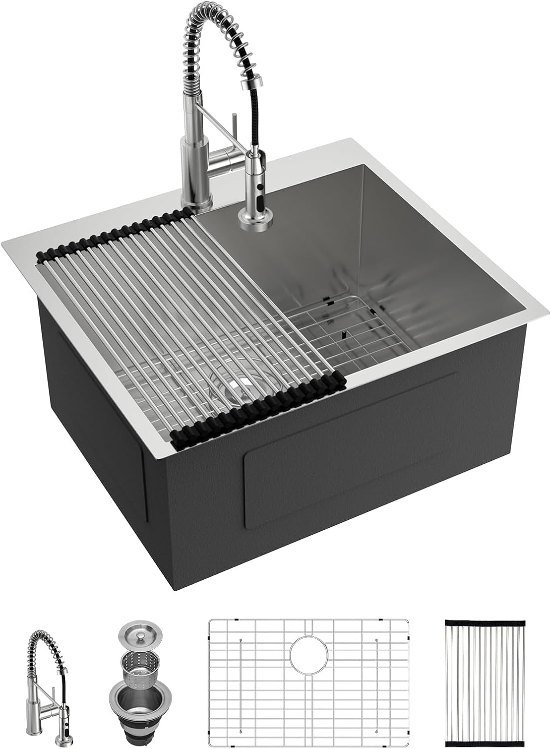Lordear 12 Inch Deep Drop In Laundry Sink with Faucet 25x22