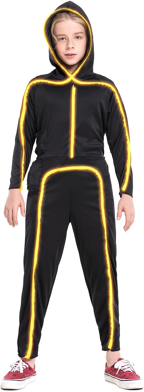 HSCTEK Light Up Child Stick Figure Costume for Fun Nights