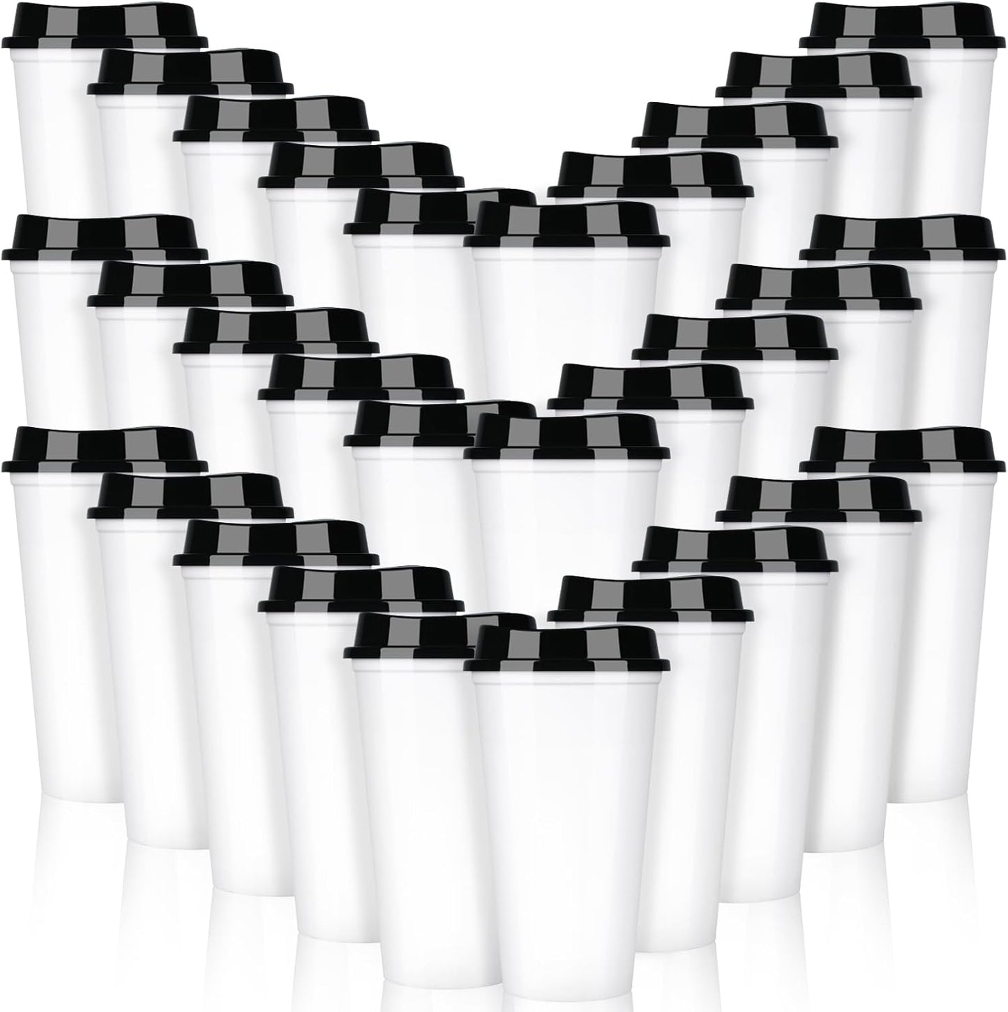 Reusable Coffee Cups with Lids - 30 Pack 16 oz Travel Mugs