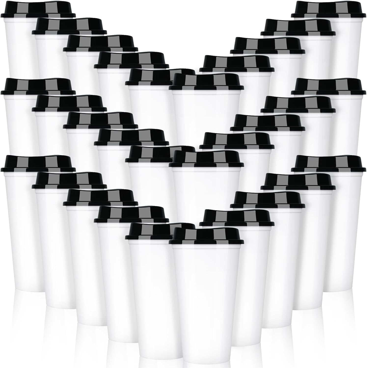 Reusable Coffee Cups with Lids - 30 Pack 16 oz Travel Mugs