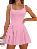 Women's Tennis Athletic Pleated Summer Mini Dress - Built-In Shorts