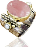 10x14 MM Oval Gemstone 925 Sterling Silver Wide Band Ring (Style TSFC)