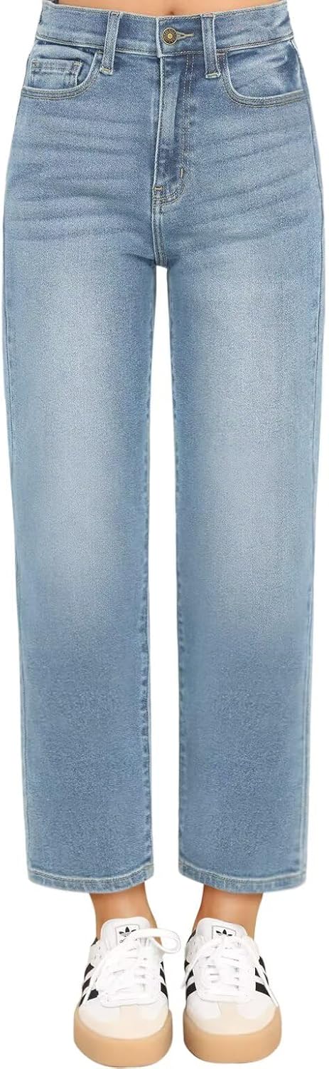 KDF Women's Cropped Straight Leg Jeans for All-Day Comfort