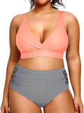 Yonique Womens Plus Size High Waisted Bikini Set - Tummy Control