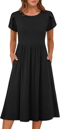 Women's Summer Floral A-Line Midi Dress - Soft Rayon Blend
