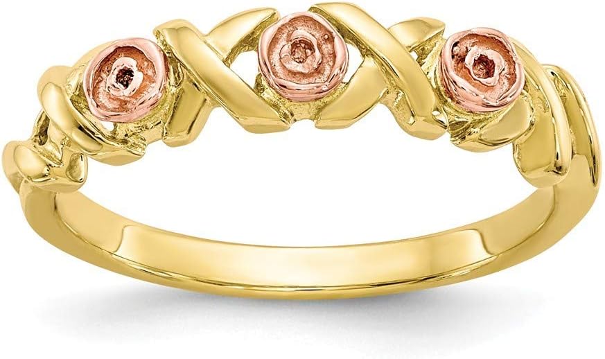 10K Tri-color Black Hills Gold Rose Ring - Elegant Size 7 Jewelry