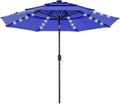 DUMOS 10FT 3-Tier Patio Outdoor Umbrella with Solar LED Lights