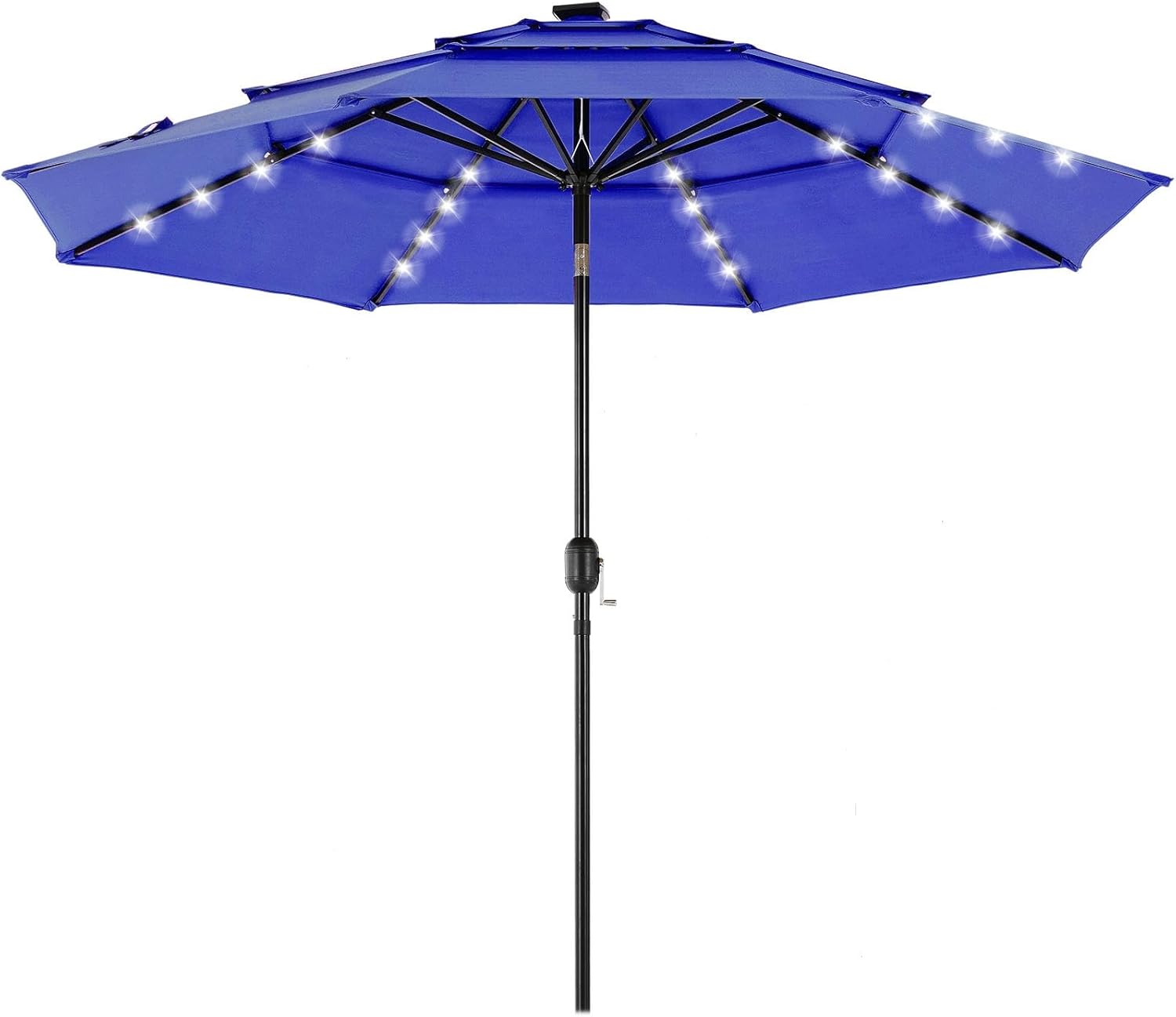 DUMOS 10FT 3-Tier Patio Umbrella with Solar LED Lights