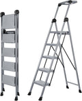 XinSunho 5 Step Ladder Folding Step Stool with Handrail - Heavy Duty