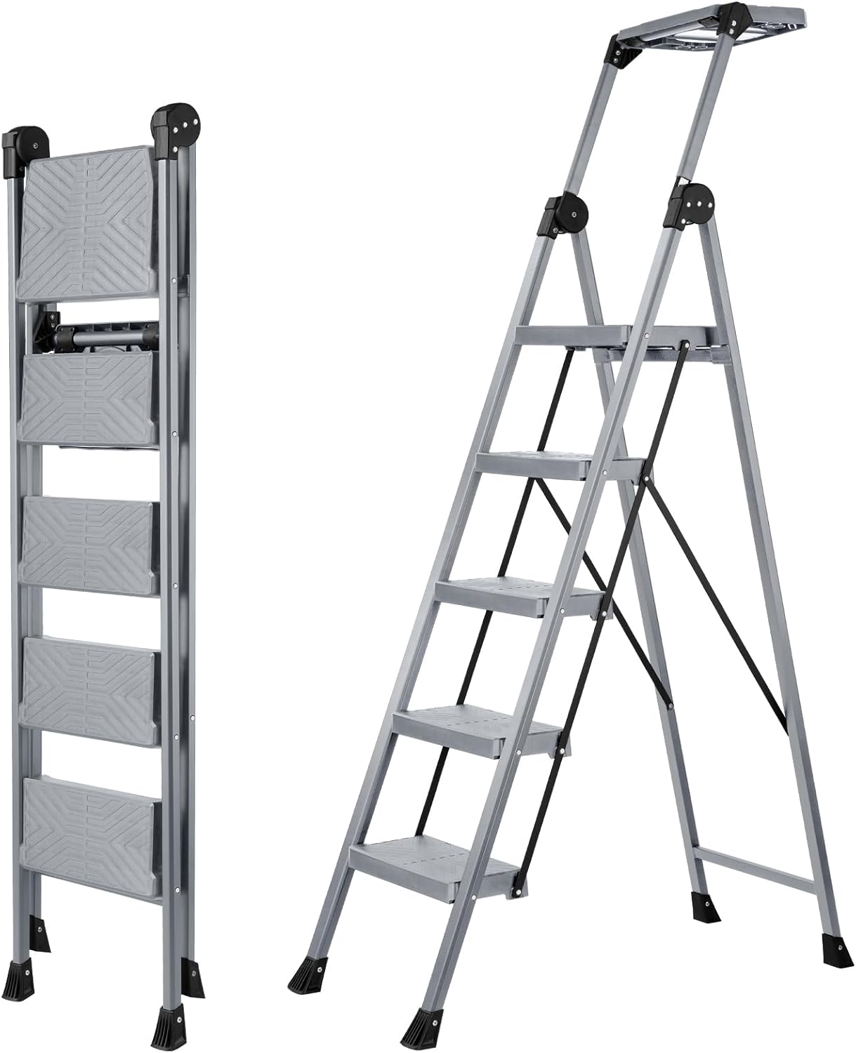XinSunho 5 Step Ladder with Handrails for Safe Climbing