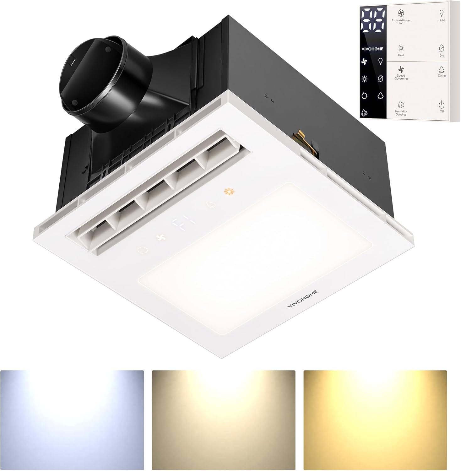 VIVOHOME Bathroom Exhaust Fan with Heater and LED Light Features