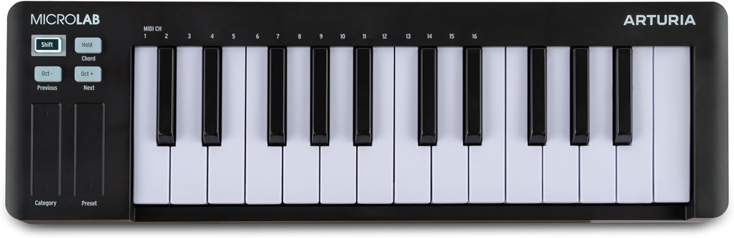 Arturia MicroLab Mk3 MIDI Controller for Music Production - Black