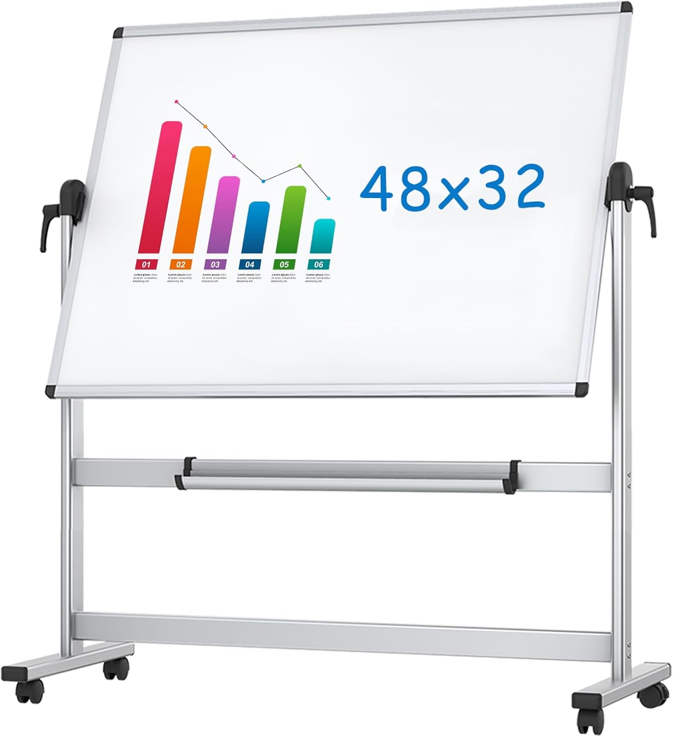 VIZ-PRO Double-Sided Magnetic Mobile Whiteboard for Presentations