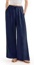 Women Wide Leg Linen Pants with Pocket High Waisted Lounge Palazzo 30%